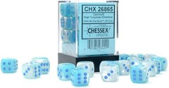 Chessex Dice CHX 26865 Luminary 12mm D6 Set Pearl Turquoise White w/ Blue Set of 36