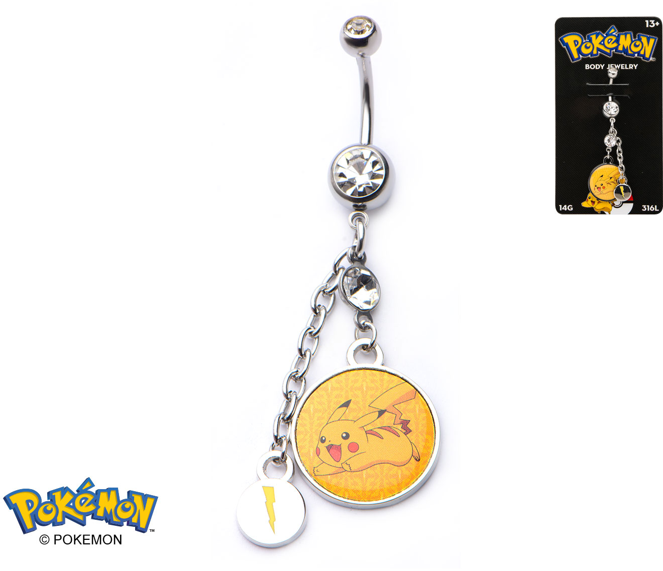 Pikachu Charm 14-Gauge 3/8 Navel Dangle