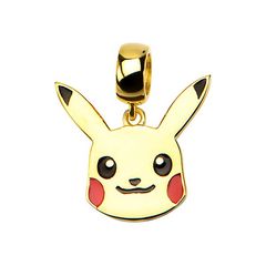 Pikachu Head Sterling Silver Dangle Charm - Gold Plated