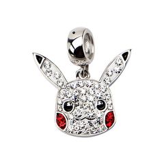 Pikachu Head Crystal & Sterling Silver Dangle Charm