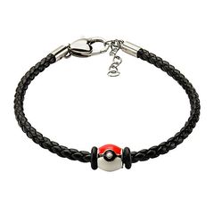 Pokeball Black Leather Bracelet