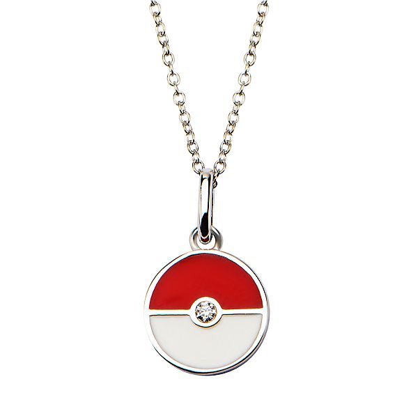 Pokeball Sterling Silver Pendant 18 Chain Necklace