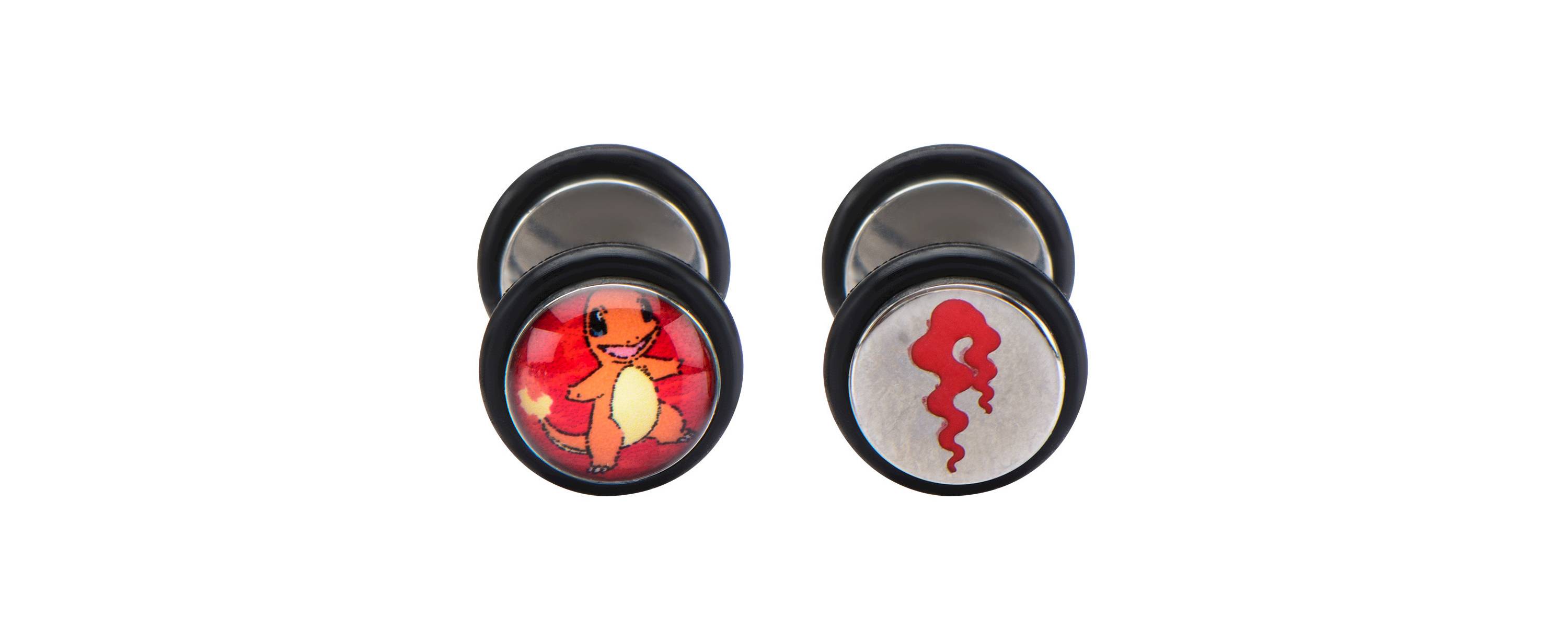 Charmander & Flame Stainless Steel Screw-Back Faux Plug Earrings