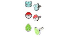 Bulbasaur Pokeball Leaf Stainless Steel Stud Earring Set