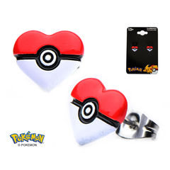 Pokeball Heart Stainless Steel Stud Earrings