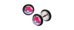 Pokeball Stainless Steel Screw-Back Faux Plug Earrings