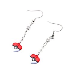 Pokeball Heart Stainless Steel Dangle Earrings