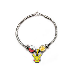 Pikachu Stainless Steel Bead Charm Bracelet Set