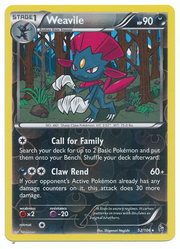 Weavile - 52/106 - Rare - Reverse Holo