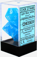 Chessex Dice CHX 27446 Cirrus Polyhedral Light Blue w/ White Set of 7