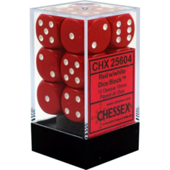 Chessex Dice CHX 25604 Opaque 16mm D6 Red w/ White Set of 12