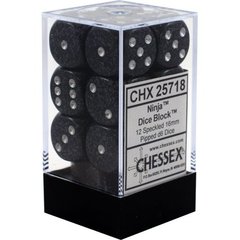 Chessex Dice CHX 25718 Speckled 16mm D6 Ninja Set of 12