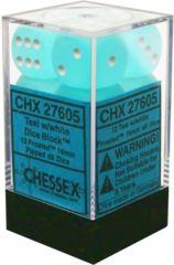 Chessex Dice CHX 27605 Frosted 16mm D6 Teal w/ White Set of 12