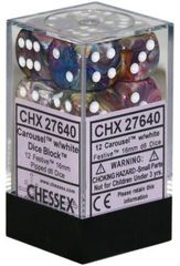 Chessex Dice CHX 27640 Festive 16mm D6 Carousel w/ White Set of 12