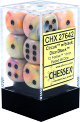 Chessex Dice CHX 27642 Festive 16mm D6 Circus w/ Black Set of 12