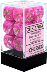 Chessex Dice CHX 27654 Vortex 16mm D6 Pink w/ Gold Set of 12