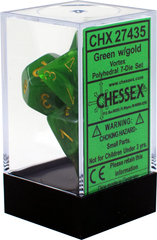 Chessex Dice CHX 27435 Vortex Polyhedral Green w/ Gold Set of 7