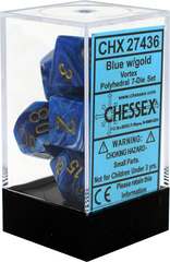 Chessex Dice CHX 27436 Vortex Polyhedral Blue w/ Gold Set of 7