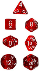 Chessex Dice CHX 23074 Translucent Polyhedral Red w/ White Set of 7