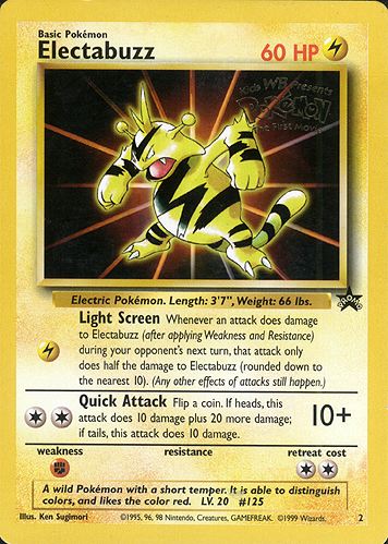Electabuzz 2 Non-Holo Gold Stamp Black Star Promo - Mewtwo Strikes 
