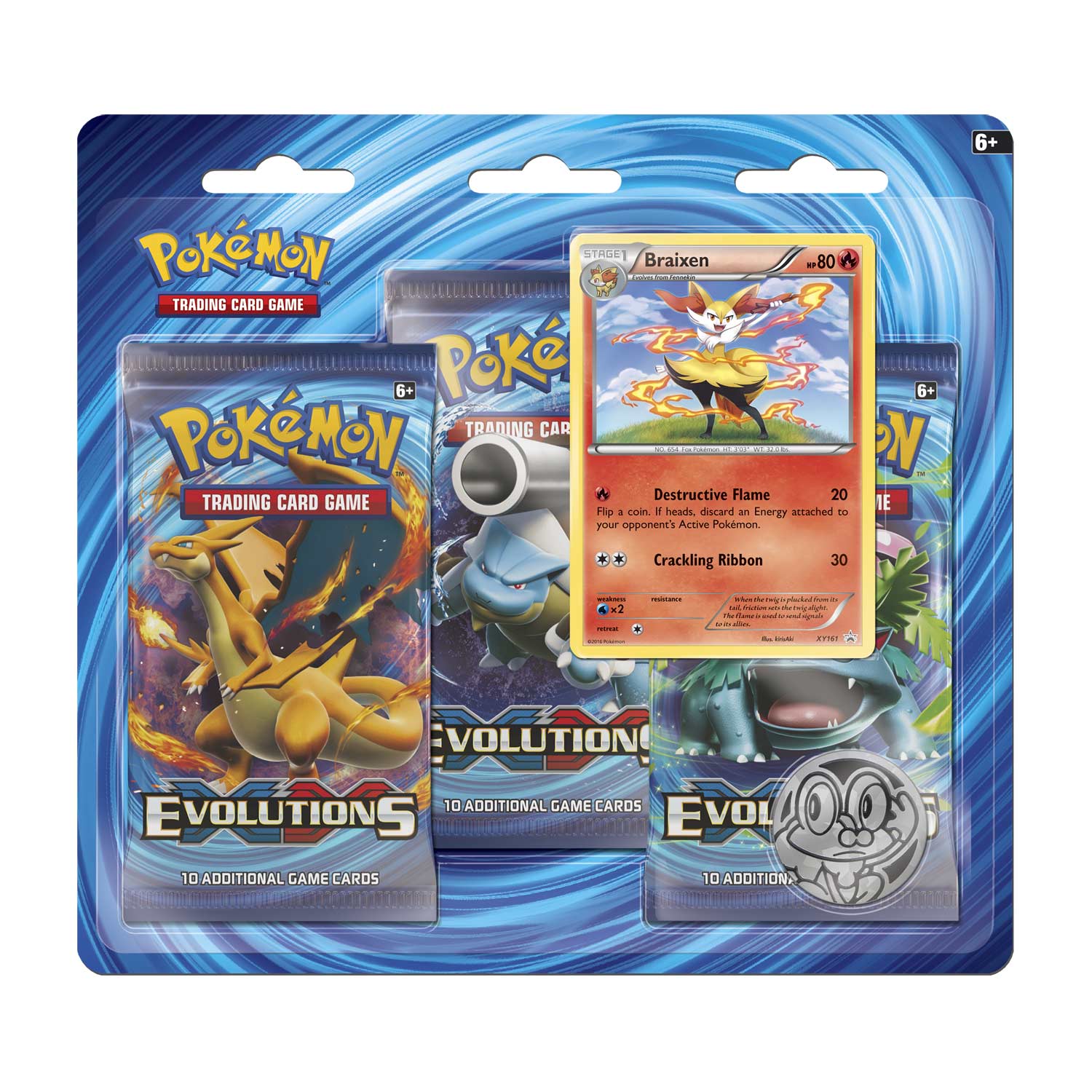 Pokemon XY12 Evolutions 3-Booster Blister Pack - Braixen Promo 