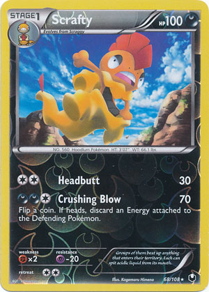 Scrafty - 68/108 - Rare - Reverse Holo