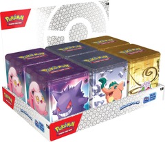 Pokemon 2024 Spring Stacking Tins DISPLAY Box (6 Psychic/Dragon/Metal Tins)