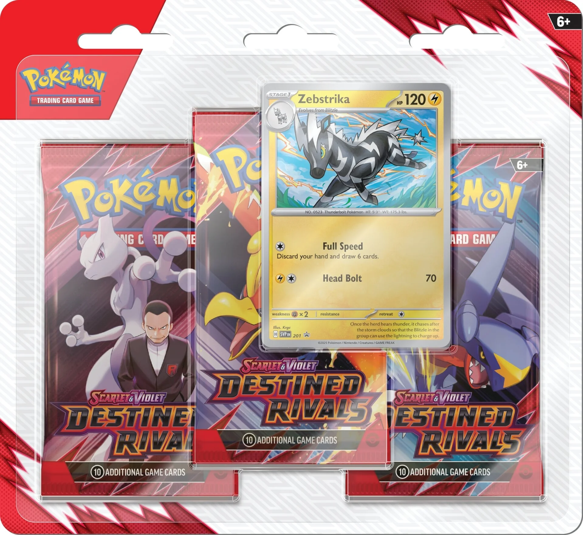 Pokemon SV10 Destined Rivals 3-Pack Blister - Zebstrika