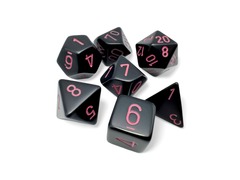 Chessex Dice CHX 25448 Opaque Black/Pink Polyhedral Set of 7