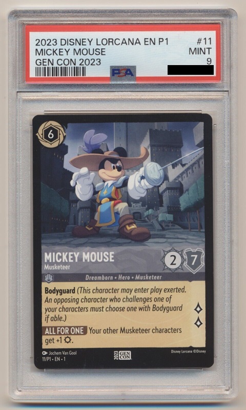 2023 Lorcana Gencon Promo Mickey Mouse Musketeer PSA 9 MINT 