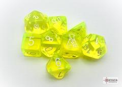 Chessex - Translucent Neon Yellow/White 7pc - CHX30061