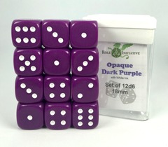 Role 4 Initiative - Opaque Dark Purple/White 18mm 12D6 Pips Dice