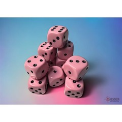 Chessex - Opaque Pastel Pink/Black 12D6 - CHX25664