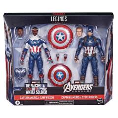 Marvel Legends - Captain America Sam Wilson & Steve Rogers 2 Pack Action Figures Set