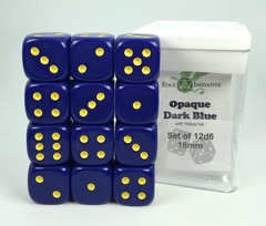 Role 4 Initiative - Opaque Dark Blue/Yellow 18mm 12D6 Pips Dice