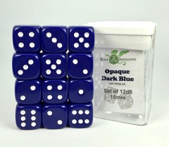 Role 4 Initiative - Opaque Dark Blue/White 18mm 12D6 Pips Dice