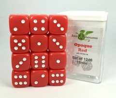 Role 4 Initiative - Opaque Red/White 18mm 12D6 Pips Dice