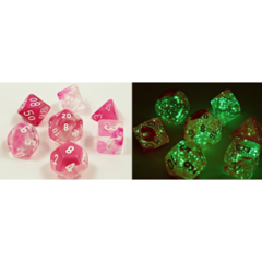 Chessex - Gemini - Clear-Pink/White 8pc - CHX30042