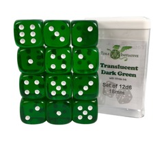 Role 4 Initiative - Translucent Green/White 18mm 12D6 Pips Dice