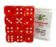 Role 4 Initiative - Translucent Red/White 18mm 12D6 Pips Dice