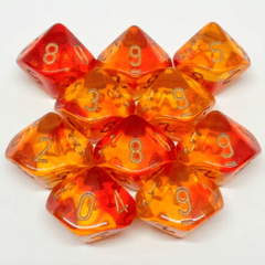 Chessex - Translucent Red-Yellow/Gold 10D10 - CHX26268