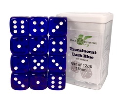 Role 4 Initiative - Translucent Blue/White 18mm 12D6 Pips Dice