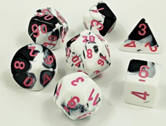 Chessex - Gemini - Black-White/Pink 8pc - CHX30043