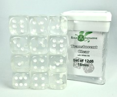Role 4 Initiative - Translucent Clear 18mm 12D6 Pips Dice