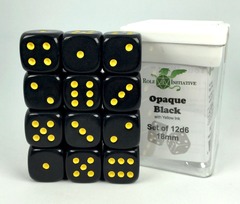 Role 4 Initiative - Opaque Black/Yellow 18mm 12D6 Pips Dice