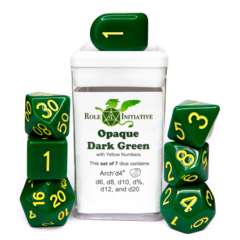 Role 4 Initiative - Opaque Dark Green / Yellow Numbers 7pc