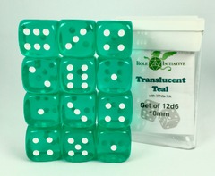 Role 4 Initiative - Translucent Teal 18mm 12D6 Pips Dice