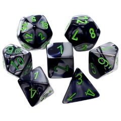 Chessex - Mini Gemini Black-grey/Green 7pc CHX20645