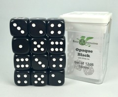 Role 4 Initiative - Opaque Black/White 18mm 12D6 Pips Dice