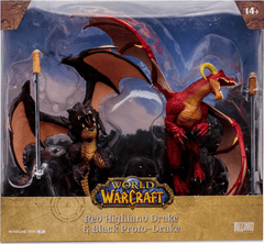 World of Warcraft Dragons - Red Highland Drake & Black Proto-Drake